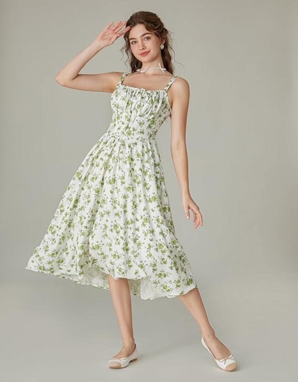 NEW Scarlet Darkness Midi Summer Dress Womens Green Floral Sleeveless Size S